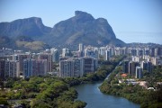 Aerial photo of the Marapendi Lagoon with the Rock of Gavea in the background - Rio de Janeiro city - Rio de Janeiro state (RJ) - Brazil