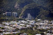 Aerial photo of Jardim Oceanico residential neighborhood with Cable-stayed bridge in line 4 of the Rio Subway in the background - Rio de Janeiro city - Rio de Janeiro state (RJ) - Brazil