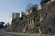 Popular houses built on rocky shores - Vitoria city - Espirito Santo state (ES) - Brazil