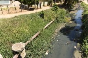 Pipeline for sewage collection along a stream that receives sewage from the city - Pancas city - Espirito Santo state (ES) - Brazil