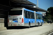 Bus of BRT (Bus Rapid Transit) - Station of BRT Transcarioca - Rio de Janeiro city - Rio de Janeiro state (RJ) - Brazil