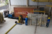 Picture taken with drone of the cut and polished natural stones being shipped in container - Cachoeiro de Itapemirim city - Espirito Santo state (ES) - Brazil