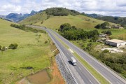 Picture taken with drone of the Governador Mario Covas Highway (BR-101) - Iconha city - Espirito Santo state (ES) - Brazil