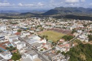 Picture taken with drone of the soccer field of Esporte Clube Aracruz - Aracruz city - Espirito Santo state (ES) - Brazil