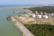Picture taken with drone of the Petrobras gas terminal on Portocel - Aracruz city - Espirito Santo state (ES) - Brazil