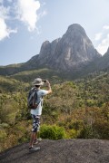 Tourist photographing the Tres Picos de Salinas (Three Peaks of Salinas) - Tres Picos State Park - Teresopolis city - Rio de Janeiro state (RJ) - Brazil