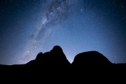 Silhouette of mountains and Milky Way - Tres Picos de Salinas (Three Peaks of Salinas) - Tres Picos State Park - Teresopolis city - Rio de Janeiro state (RJ) - Brazil