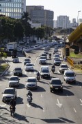 Vehicle traffic on Estado Avenue with the Expresso Tiradentes lane on the right - Sao Paulo city - Sao Paulo state (SP) - Brazil
