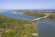 Picture taken with drone of the bridge from the ES-10 Highway over the Piraque-Açu River - Aracruz city - Espirito Santo state (ES) - Brazil