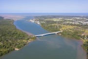 Picture taken with drone of the bridge from the ES-10 Highway over the Piraque-Açu River - Aracruz city - Espirito Santo state (ES) - Brazil