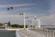 Cable car in Nations Park with Vasco da Gama Bridge in the background - Lisbon - Lisbon District - Portugal
