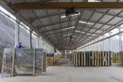 Shed of cut and polished natural stones being prepared for shipment - Cachoeiro de Itapemirim city - Espirito Santo state (ES) - Brazil