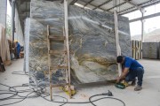 Shed of cut and polished natural stones being prepared for shipment - Cachoeiro de Itapemirim city - Espirito Santo state (ES) - Brazil