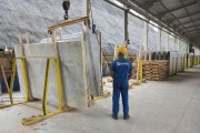 Shed of cut and polished natural stones being prepared for shipment - Cachoeiro de Itapemirim city - Espirito Santo state (ES) - Brazil