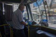 Cleaning the interior of buses because of the coronavirus - Sao Paulo city - Sao Paulo state (SP) - Brazil