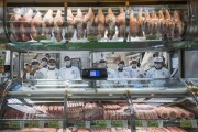 Butchery of the Municipal Market, better known as Mercadao da Cantareira - Employees with protective masks because of the coronavirus pandemic - Sao Paulo city - Sao Paulo state (SP) - Brazil