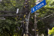 Post with excess wires from cable TV and internet operators in the Jardins region - Sao Paulo city - Sao Paulo state (SP) - Brazil