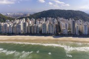 Picture taken with drone of the Pitangueiras Beach without bathers due to the Coronavirus Crisis - Guaruja city - Sao Paulo state (SP) - Brazil
