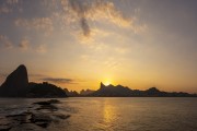 View of the sunset - Corcovado Mountain and Sugar Loaf from Guanabara Bay - Rio de Janeiro city - Rio de Janeiro state (RJ) - Brazil
