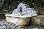 Detail of bathtub and fountain with panel of tiles near to Cascatinha Taunay (Cascade Taunay) - Rio de Janeiro city - Rio de Janeiro state (RJ) - Brazil