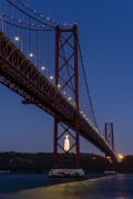 25 de Abril Bridge over the Tejo River with Cristo Rei National Sanctuary in the background - Lisbon - Lisbon District - Portugal