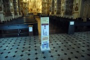 Totem with alcohol gel at the entrance to the Our Lady of Mount Carmel Church (1770) - old Rio de Janeiro Cathedral - Coronavirus crisis - Rio de Janeiro city - Rio de Janeiro state (RJ) - Brazil