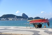 Detail of cargo trolley - man carrying a cart - with surfboards - Copacabana Beach waterfront - Rio de Janeiro city - Rio de Janeiro state (RJ) - Brazil