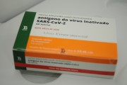 Vaccine box against Covid-19 manufactured by the Butantan Institute - Sao Jose do Rio Preto city - Sao Paulo state (SP) - Brazil