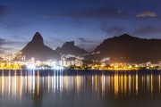 Night view of the Rodrigo de Freitas Lagoon with the Morro Dois Irmaos (Two Brothers Mountain) and the Rock of Gavea in the background  - Rio de Janeiro city - Rio de Janeiro state (RJ) - Brazil