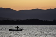 Dusk at Ibiraquera Lagoon - Imbituba city - Santa Catarina state (SC) - Brazil