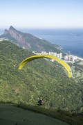 Paraglider take-off from Pedra Bonita (Bonita Stone)/Pepino ramp with the Sao Conrado Beach in the background  - Rio de Janeiro city - Rio de Janeiro state (RJ) - Brazil