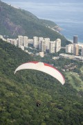 Paraglider take-off from Pedra Bonita (Bonita Stone)/Pepino ramp with the Sao Conrado Beach in the background  - Rio de Janeiro city - Rio de Janeiro state (RJ) - Brazil
