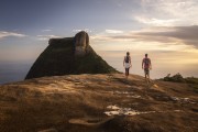 Couple on the summit of Pedra Bonita (Bonita Stone) with the Rock of Gavea in the background  - Rio de Janeiro city - Rio de Janeiro state (RJ) - Brazil