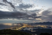 View of the Barra da Tijuca neighborhood from Pedra Bonita (Bonita Stone) during the nightfall  - Rio de Janeiro city - Rio de Janeiro state (RJ) - Brazil