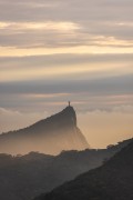 View of the Christ the Redeemer at sunrise from Pedra Bonita (Bonita Stone) - Rio de Janeiro city - Rio de Janeiro state (RJ) - Brazil