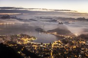 View of Sugarloaf and Botafogo Bay from Christ the Redeemer mirante during the dawn  - Rio de Janeiro city - Rio de Janeiro state (RJ) - Brazil