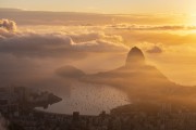View of Sugarloaf and Botafogo Bay from Christ the Redeemer mirante during the dawn  - Rio de Janeiro city - Rio de Janeiro state (RJ) - Brazil