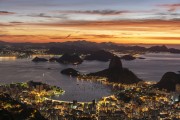 View of Sugarloaf and Botafogo Bay from Christ the Redeemer mirante during the dawn  - Rio de Janeiro city - Rio de Janeiro state (RJ) - Brazil