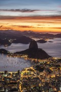 View of Sugarloaf and Botafogo Bay from Christ the Redeemer mirante during the dawn  - Rio de Janeiro city - Rio de Janeiro state (RJ) - Brazil