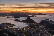 View of Sugarloaf and Botafogo Bay from Christ the Redeemer mirante during the dawn  - Rio de Janeiro city - Rio de Janeiro state (RJ) - Brazil