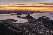 View of Sugarloaf and Botafogo Bay from Christ the Redeemer mirante during the dawn  - Rio de Janeiro city - Rio de Janeiro state (RJ) - Brazil