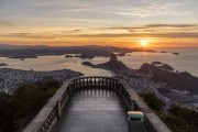 View of Sugarloaf and Botafogo Bay from Christ the Redeemer mirante during the dawn  - Rio de Janeiro city - Rio de Janeiro state (RJ) - Brazil