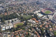 Picture taken with drone of the Colegio Visconde de Porto Seguro in the left with the Cicero Pompeu de Toledo Stadium (Morumbi) in the right - Sao Paulo city - Sao Paulo state (SP) - Brazil