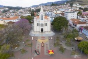 Picture taken with drone of the Sao Jose Mother Church - Getulio Vargas Square - Paraisopolis city - Minas Gerais state (MG) - Brazil