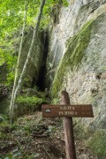 Sign at the entrance to the Lost Cave (Caverna Perdida) - Tijuca National Park - Rio de Janeiro city - Rio de Janeiro state (RJ) - Brazil