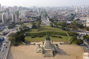 Picture taken with drone of the Monument to the Independence of Brazil (1922) in the garden of the Independencia Park - Dom Pedro I Avenue in the background - Sao Paulo city - Sao Paulo state (SP) - Brazil