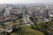 Picture taken with drone of the Dom Pedro I AVenue - Ipiranga stream channeled on the right - Sao Paulo city - Sao Paulo state (SP) - Brazil