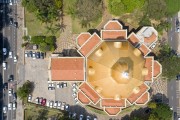 Picture taken with drone of the St. Borromeo Cathedral - also known as St. Charles Cathedral - Perpendicular View - Sao Carlos city - Sao Paulo state (SP) - Brazil