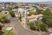 Picture taken with drone of Brotas city center - Mother Church of Our Lady of Sorrows in Benedito Calixto Square - Brotas city - Sao Paulo state (SP) - Brazil