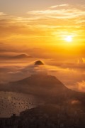 View of Sugarloaf and Botafogo Bay from Christ the Redeemer mirante during the dawn  - Rio de Janeiro city - Rio de Janeiro state (RJ) - Brazil